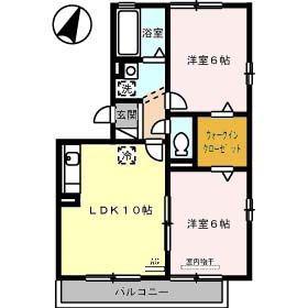 エントピアB棟(2LDK/3階)の間取り写真