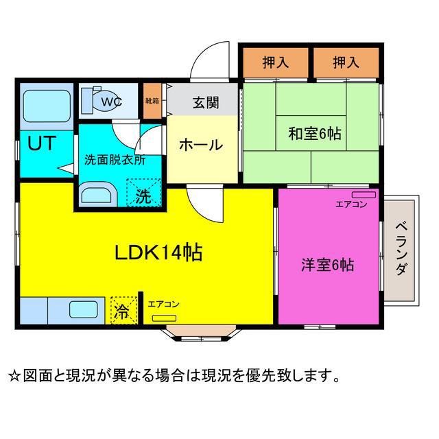フレグランス南台(2LDK/2階)の間取り写真