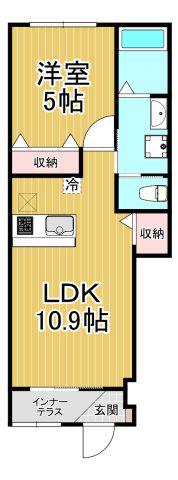 プラシッド ピュール(1LDK/1階)の間取り写真