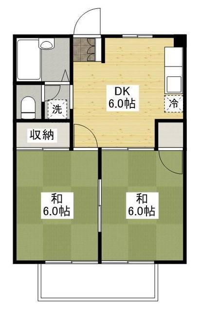 シティハイツ長陽(2DK/1階)の間取り写真