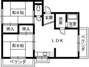 エコーハイツ千原(2LDK/1階)の間取り写真