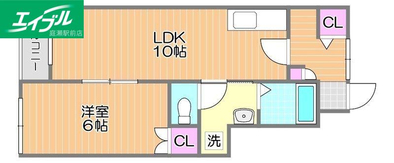 アルファ上東(1LDK/1階)の間取り写真