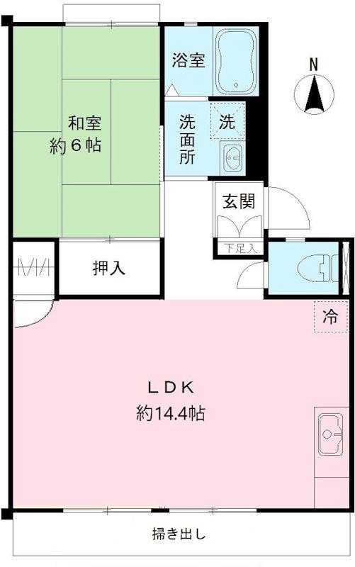 サンライフ伊登屋B(1LDK/1階)の間取り写真