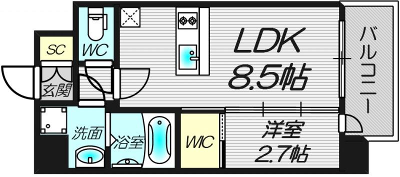セレニテ福島プリエ(1LDK/10階)の間取り写真