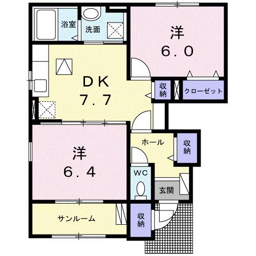レグルス(2DK/1階)の間取り写真