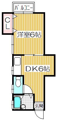 スマイル竹田(1DK/1階)の間取り写真