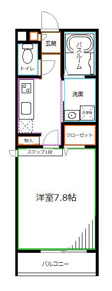 ノース POINT(1K/2階)の間取り写真