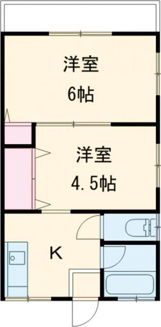 コーポ野辺(2K/2階)の間取り写真
