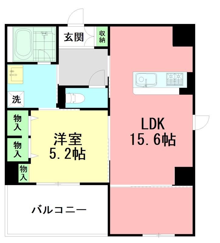 松本屋アパートメント(1LDK/5階)の間取り写真
