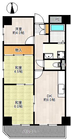 レクシア布施(3DK/8階)の間取り写真
