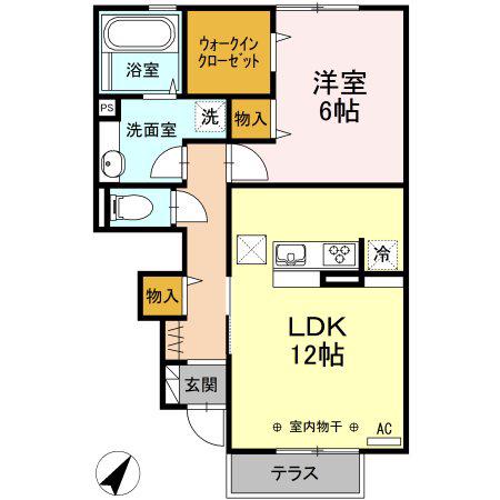 メゾンベルフォーレ(1LDK/1階)の間取り写真