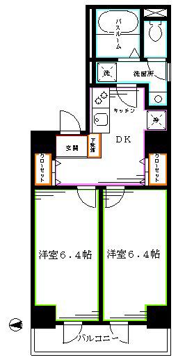 ドミールCITY東中野(2K/7階)の間取り写真