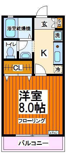 ボワフルールA(1K/1階)の間取り写真