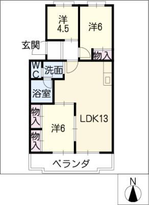 レスポワール石川 B(3LDK/1階)の間取り写真