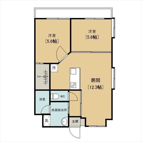アテンザ鴨池(2LDK/3階)の間取り写真