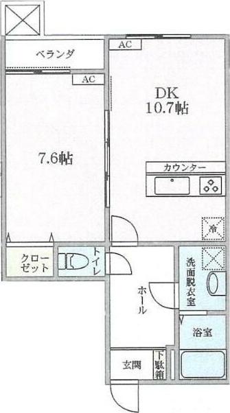 シャロンコート(1LDK/1階)の間取り写真