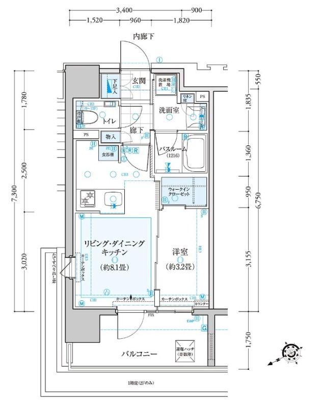 クリオ市谷柳町(1LDK/10階)の間取り写真