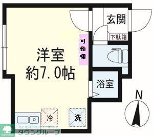 AVANCER成城 B棟(ワンルーム/1階)の間取り写真