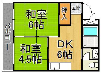 エメラルド立花パート2(2DK/2階)の間取り写真