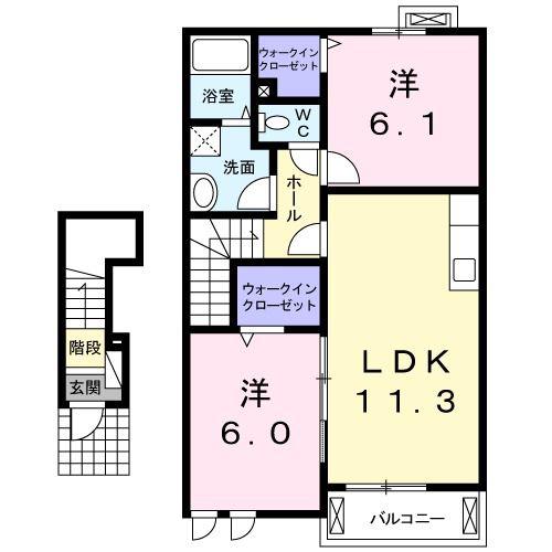 ベルメゾンC(2LDK/2階)の間取り写真