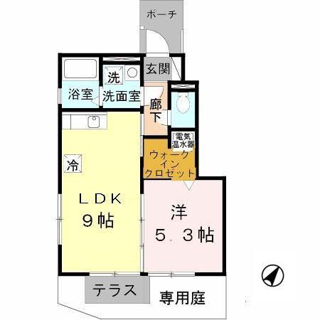セジュール名谷II(1LDK/1階)の間取り写真