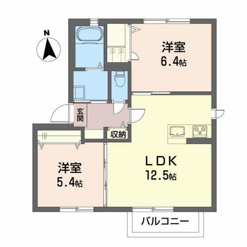 マール・サン(2LDK/2階)の間取り写真