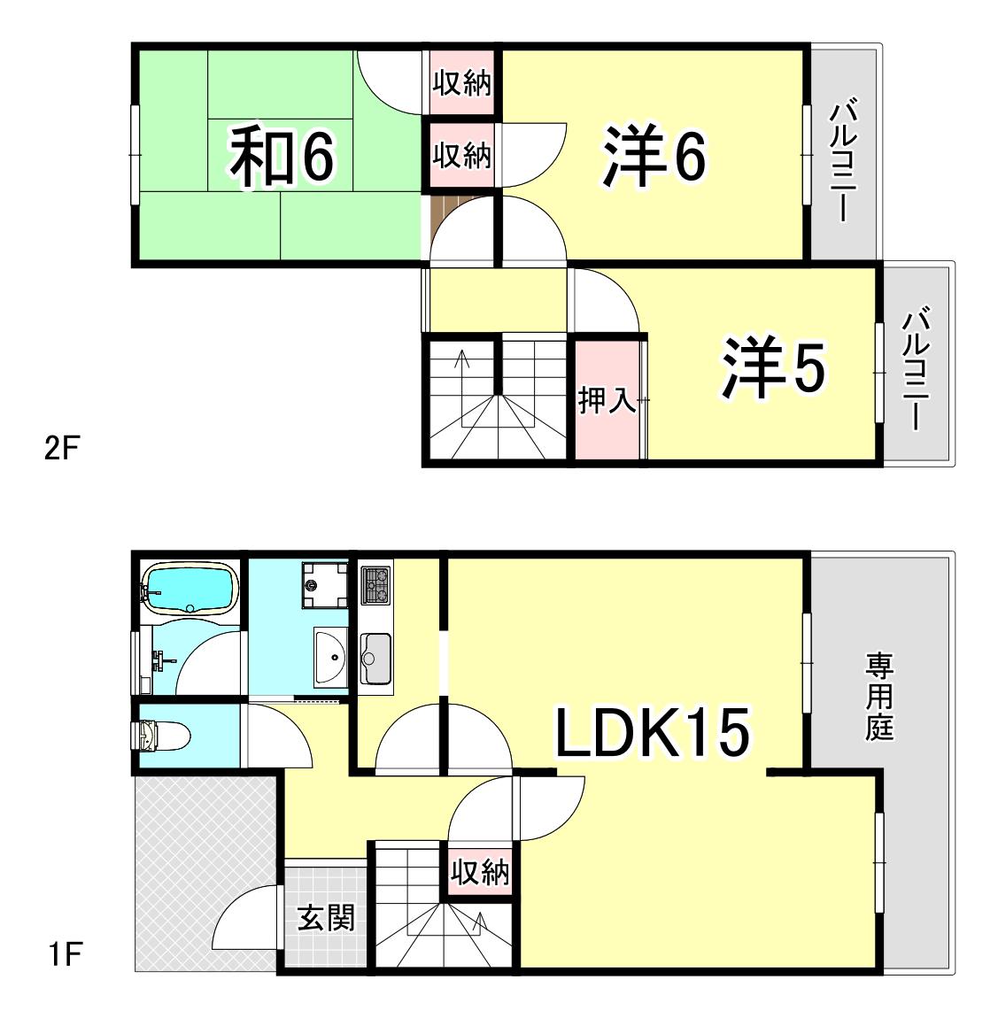 サンタウン林(3LDK/1階)の間取り写真