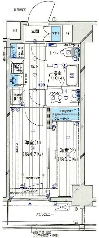 GENOVIA小村井(1DK/2階)の間取り写真