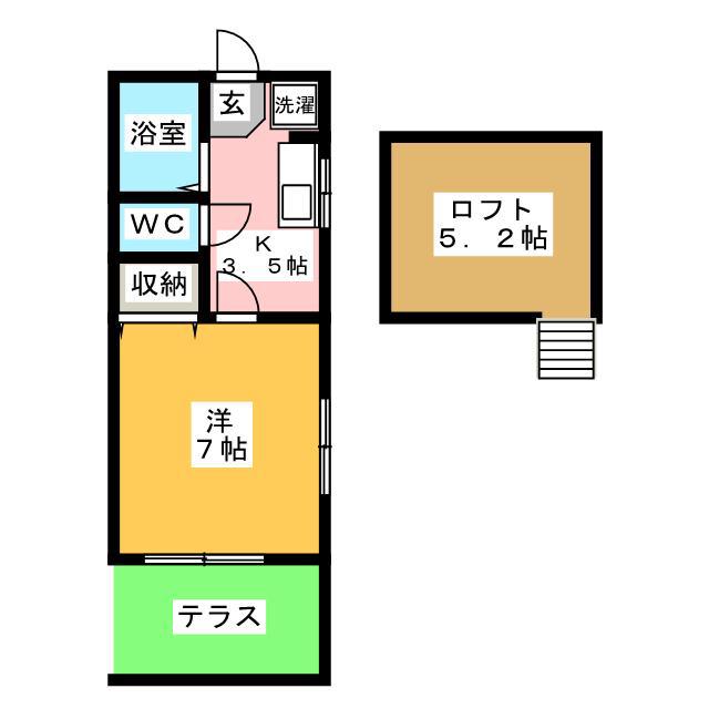 プチセゾンハラダ(1K/1階)の間取り写真