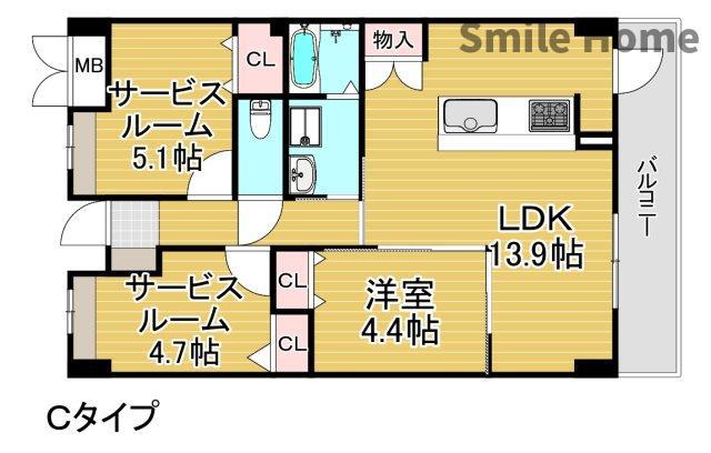 アネックス六兵衛III番館(1SLDK/2階)の間取り写真