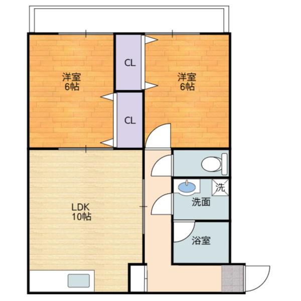 成広伊田コーポ(1LDK/2階)の間取り写真