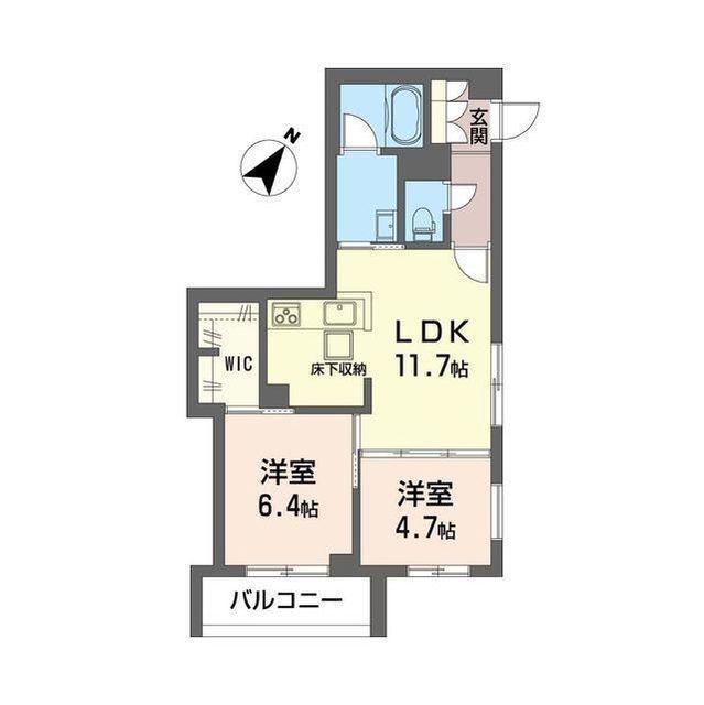 磯子区丸山1丁目マンション(2LDK/1階)の間取り写真