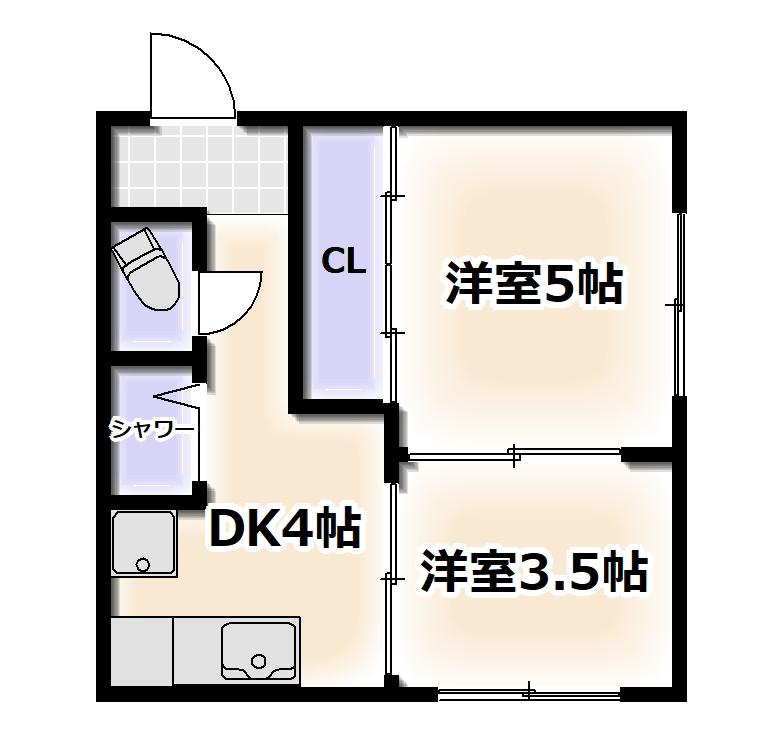 新世界ニューハイツ東館(2DK/3階)の間取り写真