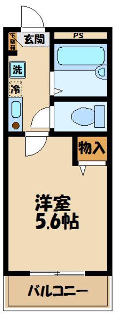 ルミエール登戸(1K/2階)の間取り写真