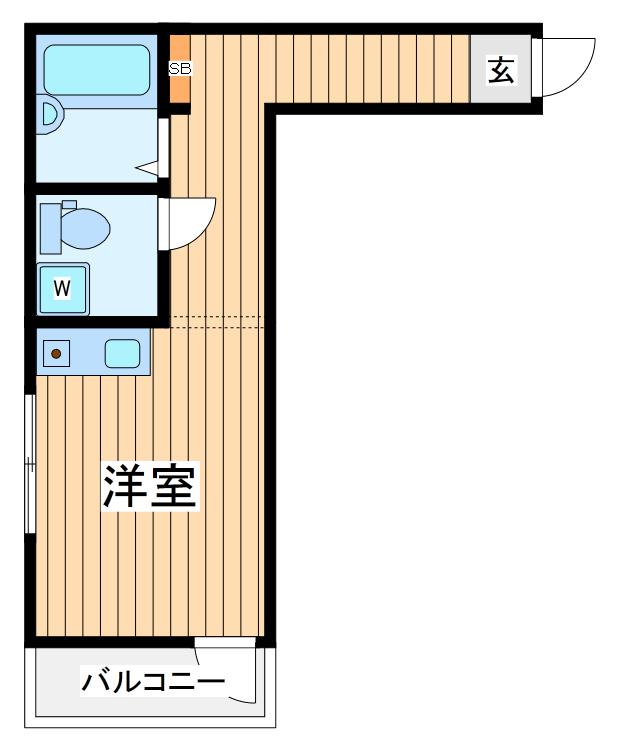 ベース岸谷(ワンルーム/2階)の間取り写真
