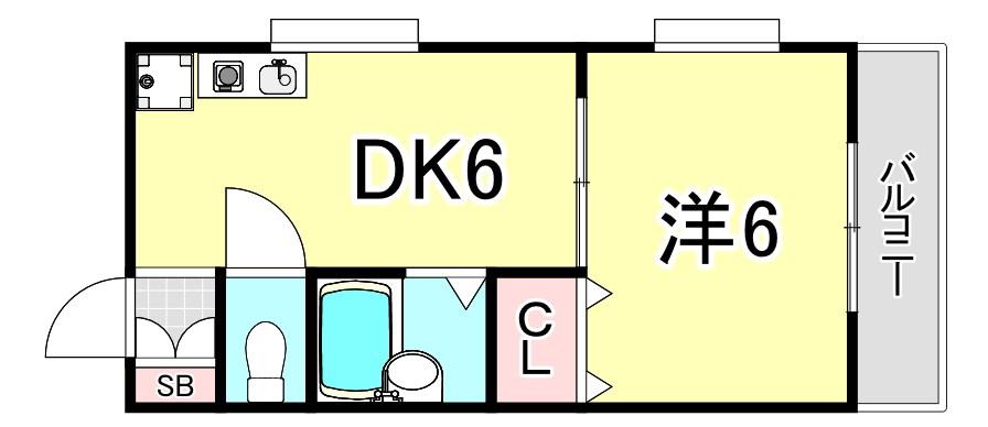 ヨシダビル(1DK/4階)の間取り写真