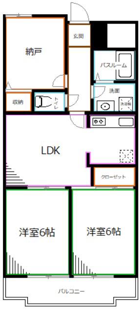 ユーコート上石神井(2SDK/3階)の間取り写真
