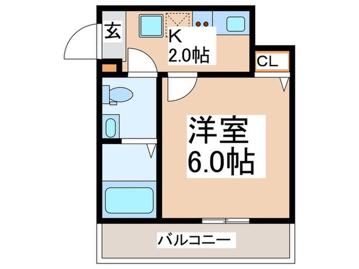 カーサフェリーチェ鶴ヶ峰(1K/3階)の間取り写真