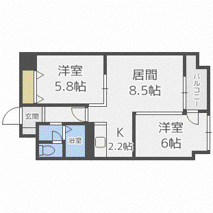 エスパシオ白石(2LDK/4階)の間取り写真