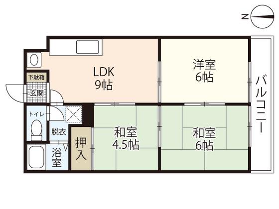 カーサ蟹原(3LDK/3階)の間取り写真