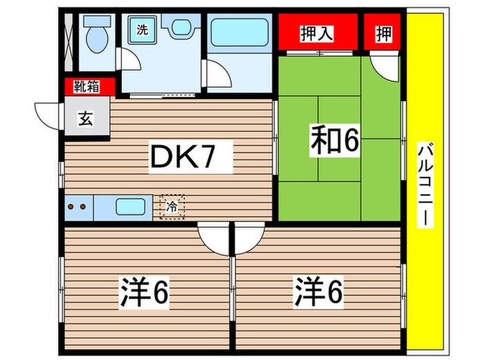 メゾンアンパー(3DK/3階)の間取り写真