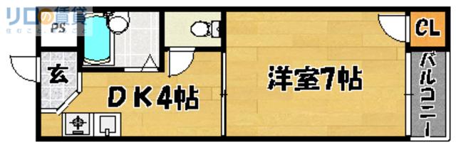 アピア桑田(1DK/2階)の間取り写真