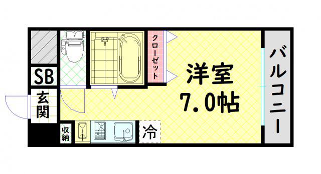 WILLDO九条(1K/6階)の間取り写真
