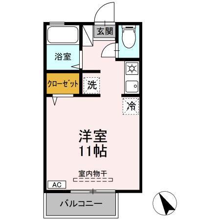ピノノワール(ワンルーム/2階)の間取り写真