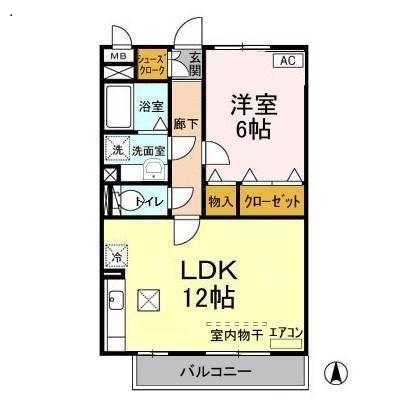 ラ・フォンテヴェルデ(1LDK/1階)の間取り写真