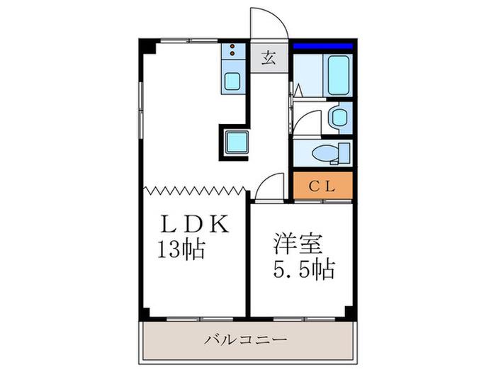 ユタカガーデン円町(1LDK/4階)の間取り写真