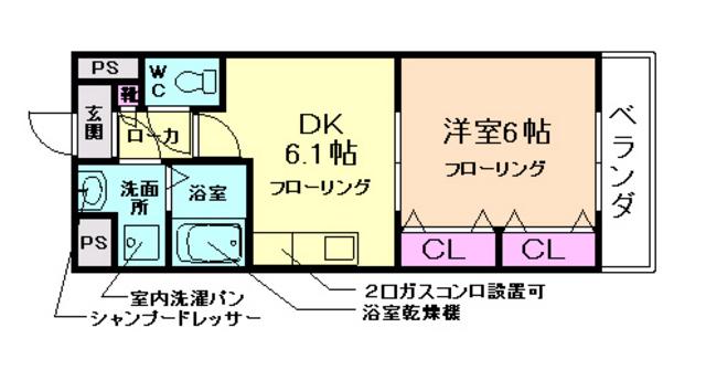 サクシード胤(1DK/3階)の間取り写真