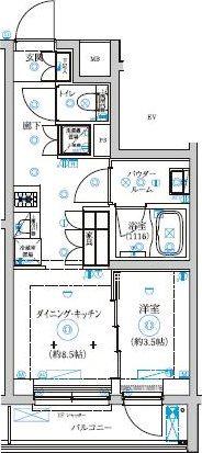セジョリ武蔵小杉(1DK/1階)の間取り写真