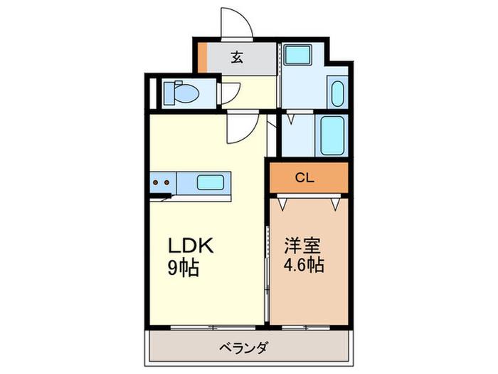 SQUARE井尻サウス(1LDK/4階)の間取り写真