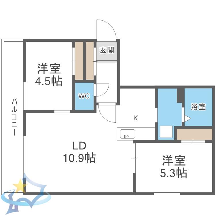 RESIDENCE SHINMEI MIYANOMORI(2LDK/4階)の間取り写真